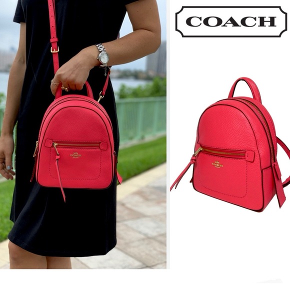 Coach Andi Convertible Leather Backpack Crossbody in Bright Magenta Pink - Picture 14 of 14